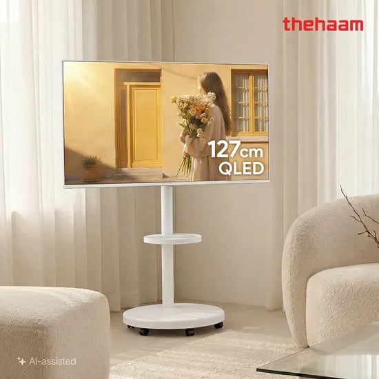 더함 이동식 이동형 삼탠바이미 스마트 구글 5.0 QLED 화이트 티비 127cm(50인치), 울트라, 직접설치