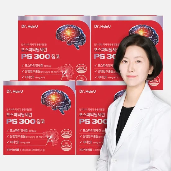 닥터메인유 의사개발 포스파티딜세린 PS300 징코 두뇌 기억력 뇌 인지력 혈행개선 60캡슐, 4개