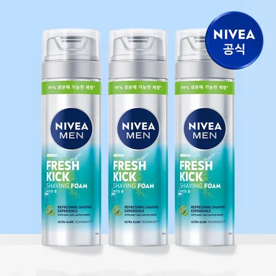 니베아 맨 프레시 킥 쉐이빙 폼 면도크림 200ml, 3개