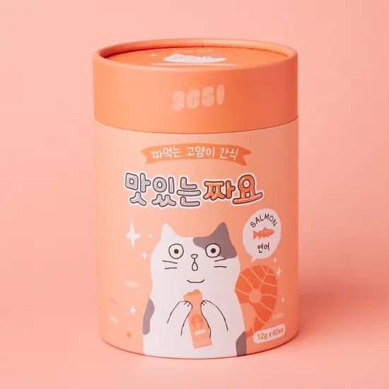 맛있는 짜요 짜먹는 간식 고양이 캔 간식 대용량 연어, 12g, 60개