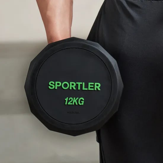 스포틀러 PEV 12각 덤벨 로우 웨이트 맨몸 팔 등 근력 운동 아령 12kg, 1개