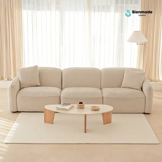 비엔메이드 놀이방 매트 아기 층간소음 거실 바닥 PVC 오트밀샌드 140x180x1.4cm