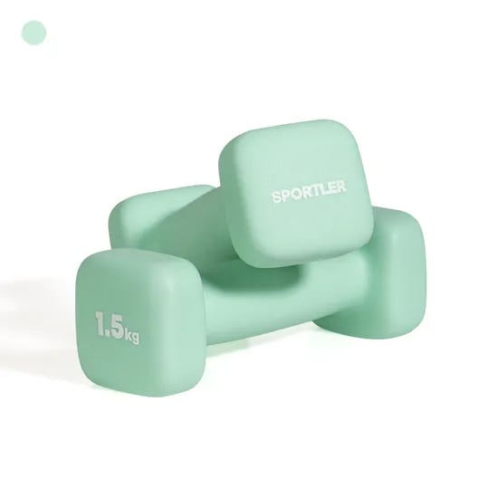 스포틀러 네오프렌 미용 아령 상체 근력 운동 사각 홈트 덤벨 무게별 세트 1.5kg, 2개