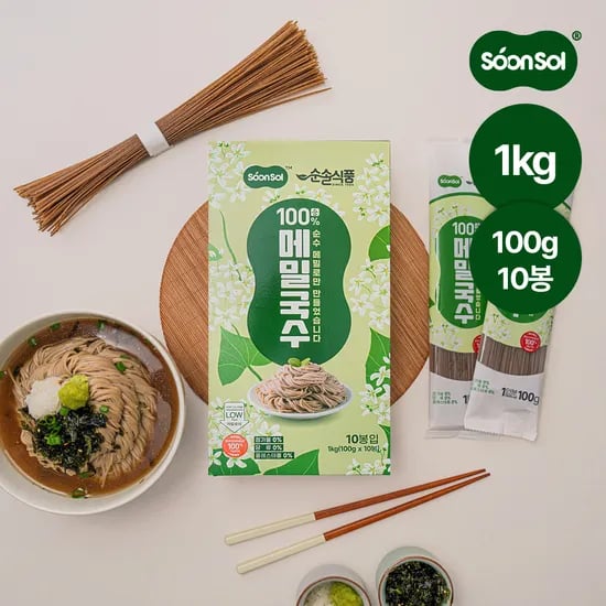 순솔 메밀면 메밀 국수 소바 모밀 냉모밀 100% 순메밀 1kg, 1개