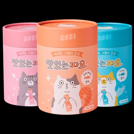 맛있는 짜요 짜먹는 간식 고양이 캔 간식 대용량 3종 세트, 12g, 180개