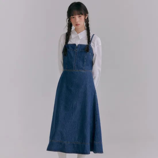 로엠 데님 뷔스티에 롱 원피스 RMOWE49GT1