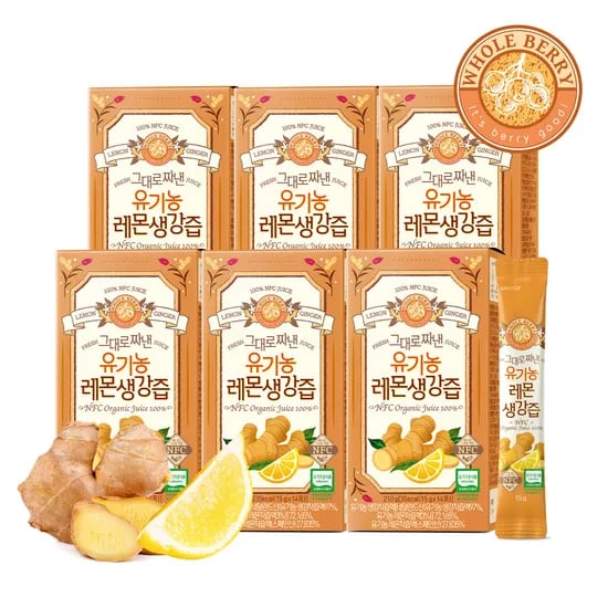 홀베리 그대로 짜낸 유기농 레몬생강즙 15g 14포, 6개