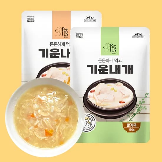 펫어스 강아지죽 강아지삼계탕 유동식 애견캔 애견통조림 습식 삼계죽 간식 120g