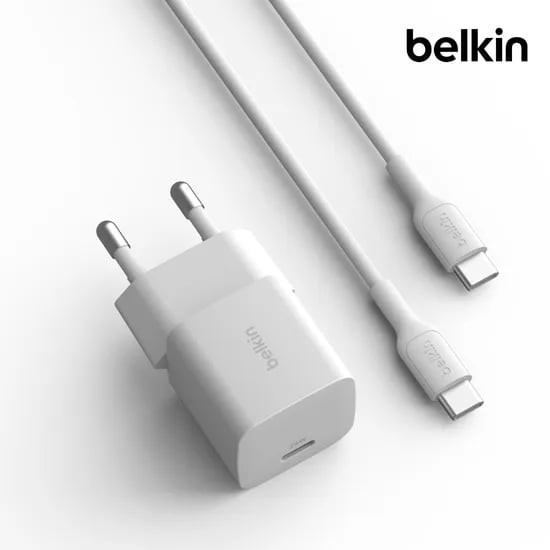 벨킨 25W USB-C PD 3.1 PPS 초소형 고속 충전기 1M 케이블 포함 USB IF 인증 WCA012WH 아이폰17 갤럭시 S26 호환
