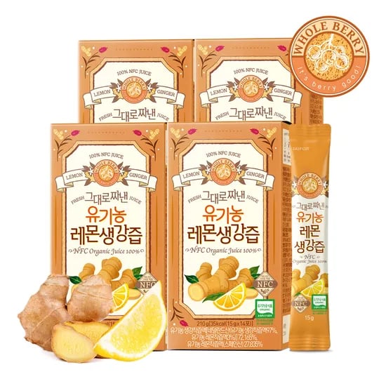 홀베리 그대로 짜낸 유기농 레몬생강즙 15g 14포, 4개