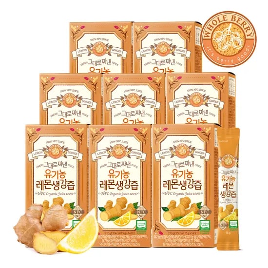 홀베리 그대로 짜낸 유기농 레몬생강즙 15g 14포, 8개
