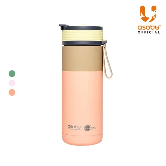 아소부 스테인레스 보온보냉 빨대 세라믹 텀블러 아스펜 600ml, 파스텔피치