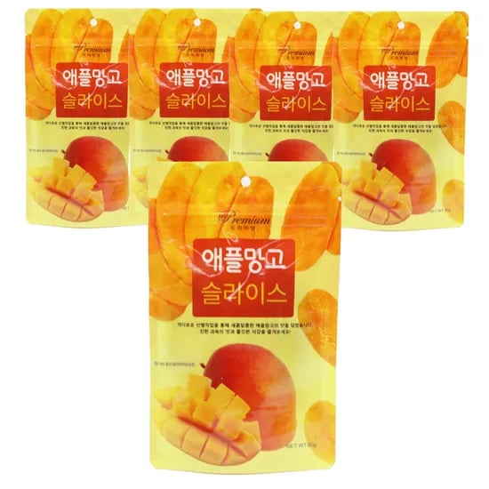 건망고 함량 95% 말랭이 베트남 말린 애플망고 슬라이스 80g, 5개