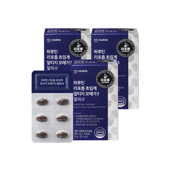 하루틴 리포좀 초임계 알티지 오메가3 알파α 30캡슐, 3개