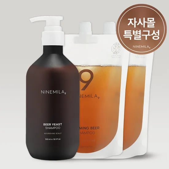 나인밀라 카밍비어 (맥주효모) 탈모샴푸 (+리필 추가선택) 자몽향, 500ml, 3개