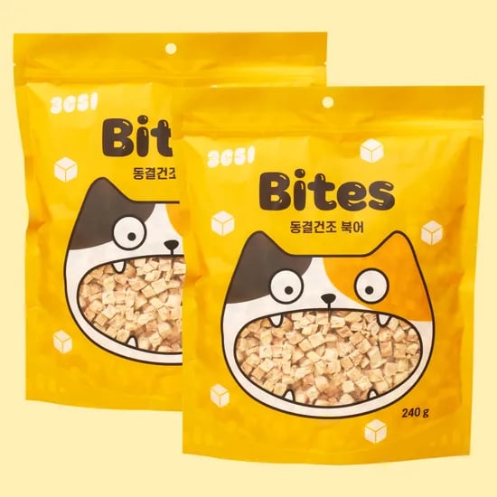 3651 바이츠 동결건조 대용량 고양이 트릿 간식 북어, 240g, 2개