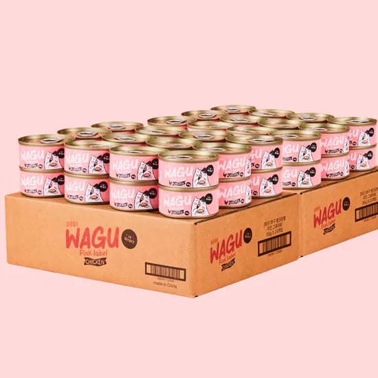 3651 와구 고양이 간식 습식캔 닭가슴살 핑크라벨, 85g, 48개