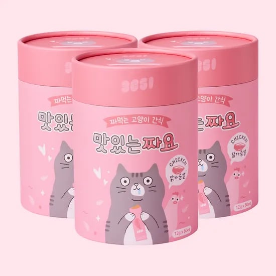 맛있는 짜요 짜먹는 간식 고양이 캔 간식 대용량 닭가슴살, 12g, 180개