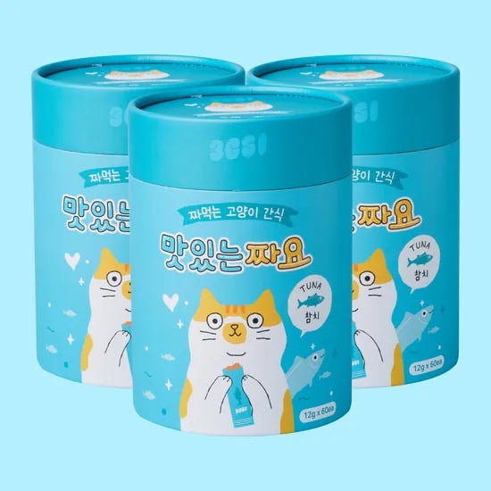 맛있는 짜요 짜먹는 간식 고양이 캔 간식 대용량 참치, 12g, 180개