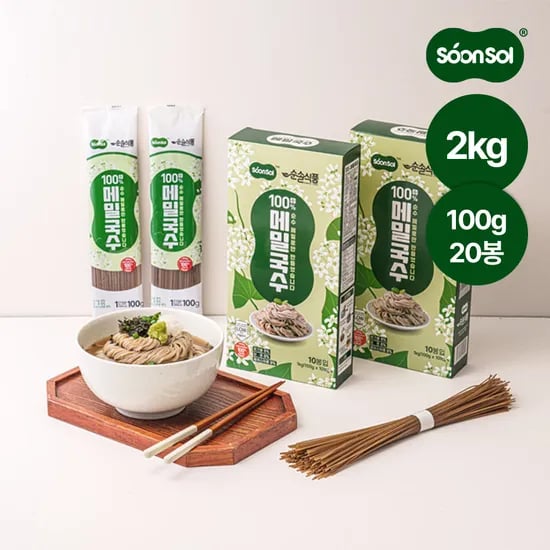 순솔 메밀면 메밀 국수 소바 모밀 냉모밀 100% 순메밀 1kg, 2개
