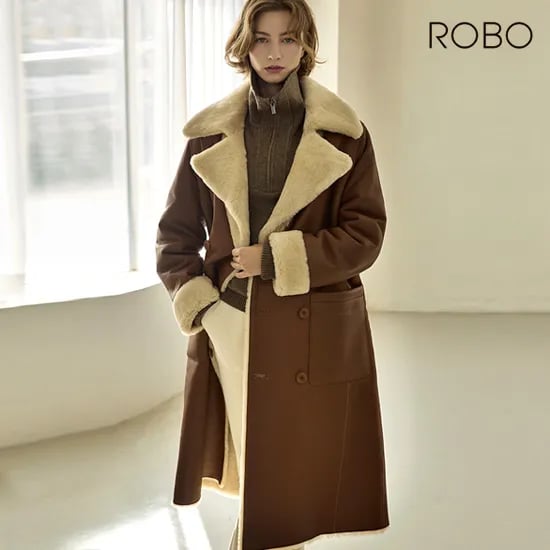 스페인 라도마사 리버시블 더블 롱 무스탕 코트 CSC24D192
