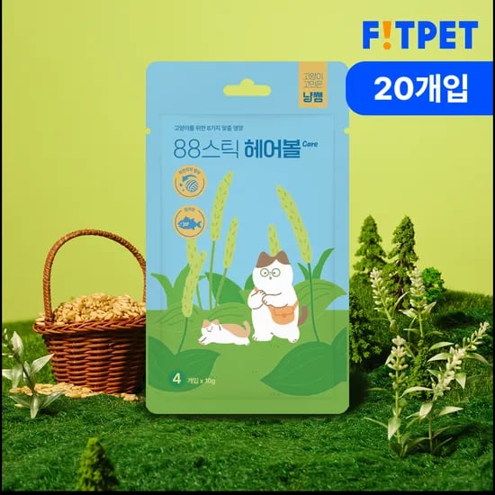 냥쌤 88스틱 고양이 짜먹는 간식 영양 스틱 헤어볼케어, 10g, 20개