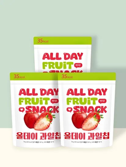 퓨어잇 올데이 동결건조 과일칩 사과딸기칩 3봉세트 과일100%