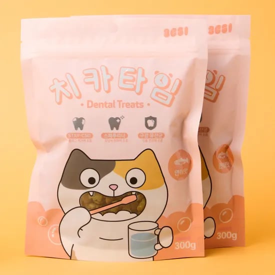 3651 치카타임 고양이 이빨과자 덴탈트릿 연어, 300g, 2개