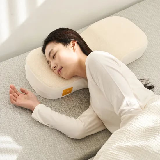 7일 무료체험 이벤트 누보레 오가닉 경추베개 목디스크 거북목 일자목 아이보리, 일반형