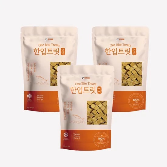 국내산 강아지 동결 건조 간식 한입 트릿 연어, 50g, 3개