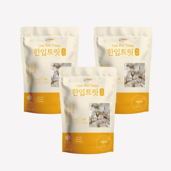 국내산 강아지 동결 건조 간식 한입 트릿 북어, 45g, 3개