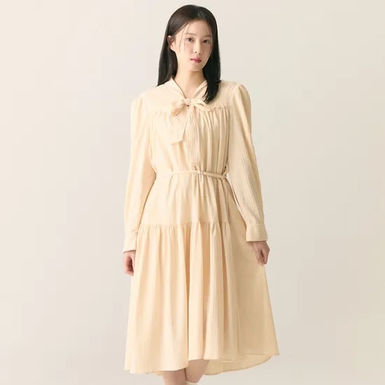 로엠 리본 셔링 롱 원피스 RMOWF23R13