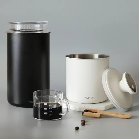 무디타 304스텐 진공 원두보관용기 2P 700ml 1400ml 이중 잠금 캐니스터
