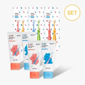 에이카랩스 충치예방콤보세트 코뿔소 치약 4개 칫솔 3세트 어린이집 유아 아기