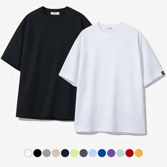 포인트라벨 오버핏 반팔 티셔츠 13color 면 흰티 무지