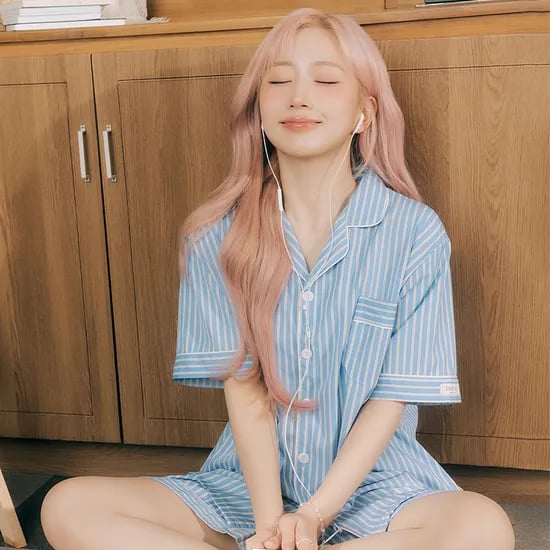 실크핏 마리나 반팔 카라 커플 잠옷 세트 여름 홈웨어