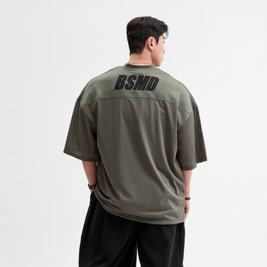 비스트모드 럭비져지 헬스 짐웨어 오버핏 티셔츠 메쉬 반팔티 BSMD