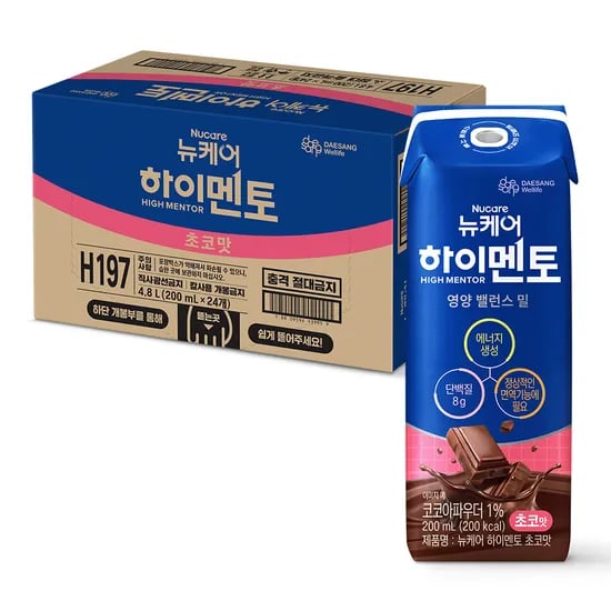 뉴케어 하이멘토 영양 밸런스 밀 초코맛 200mL 24팩 청소년 균형 영양식