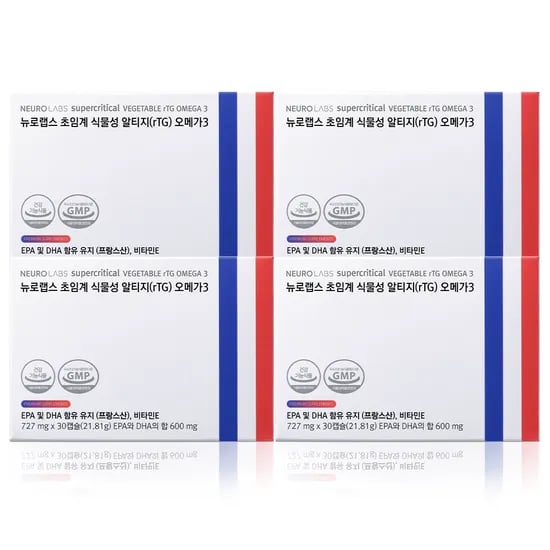 뉴로랩스 알티지 오메가3 rTG 초임계 식물성 오메가쓰리 고함량 임산부 30캡슐, 4개