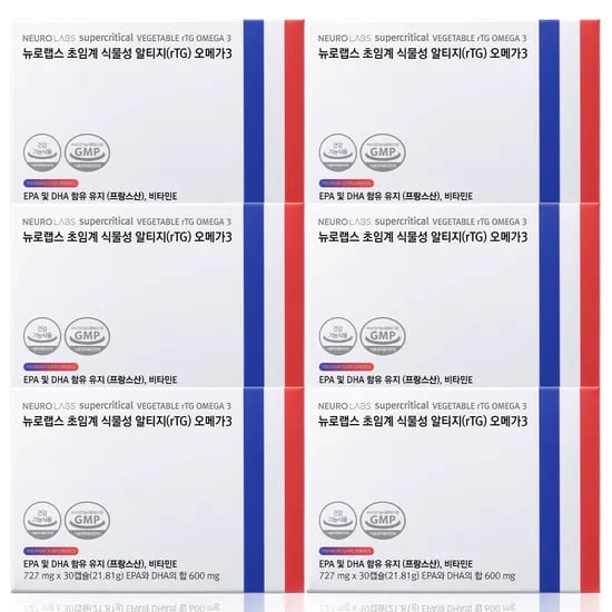 뉴로랩스 알티지 오메가3 rTG 초임계 식물성 오메가쓰리 고함량 임산부 30캡슐, 6개