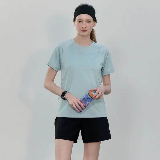 베이직하우스 2SET 여성 쿨 브리즈 에어드라이 기능성 라글란 반팔 티셔츠