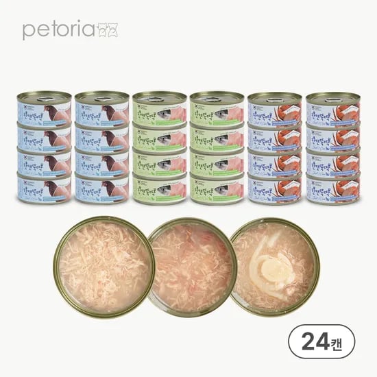 펫토리아 한캔뚝딱 프리미엄 고양이 습식캔 대용량 통조림 간식 치킨 베스트 3종, 85g, 24개