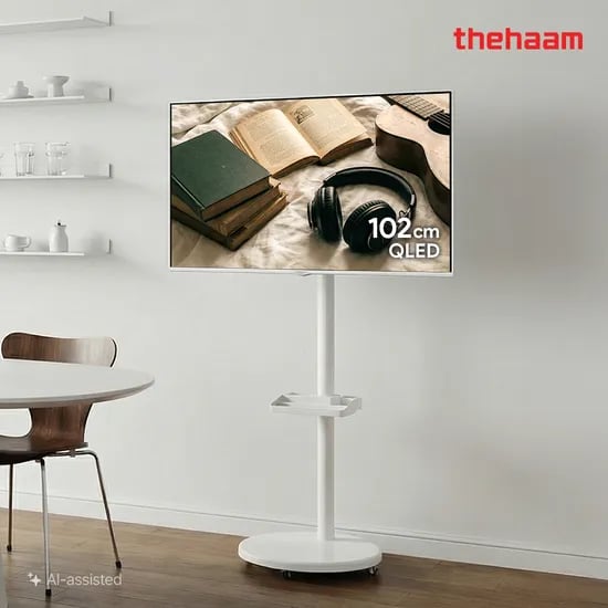 더함 이동식 이동형 삼탠바이미 스마트 구글 5.0 QLED 화이트 티비 102cm(40인치), 라이트, 직접설치