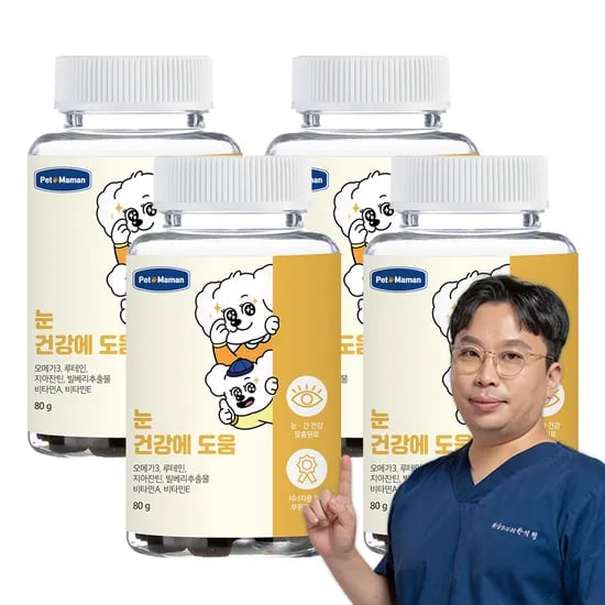 펫또마망 프리미엄 강아지 영양제 면역력 눈 눈물 자국 루테인, 80g, 4개