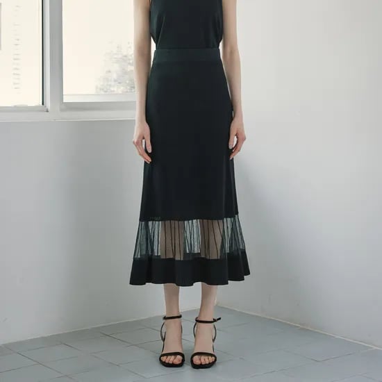 미스티 플레어 니트 스커트 MISTY FLARE KNIT SKIRT / BLACK