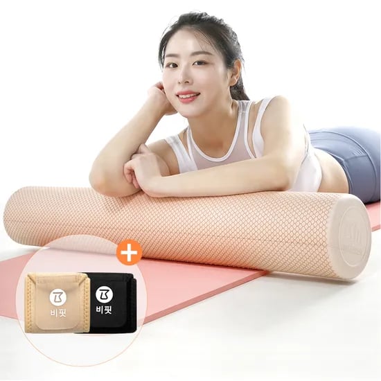 비핏 EVA 60cm 폼롤러 (+손목보호대2p) 종아리 지압 폼블러 요가 필라테스 스트레칭 소프트