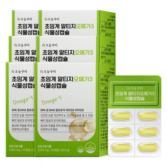 오늘부터 초임계 알티지오메가3 식물성캡슐 rTG 오메가쓰리 30캡슐, 6개