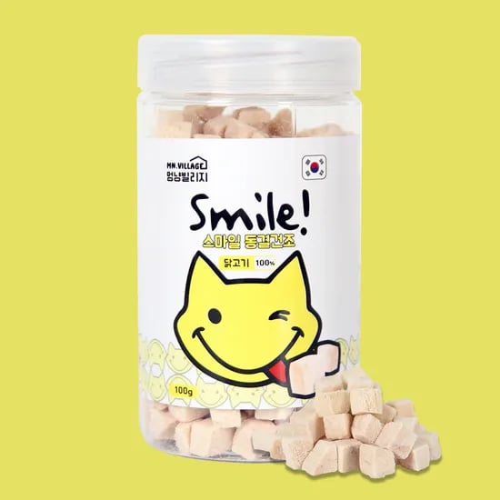멍냥빌리지 스마일 강아지 동결건조 간식 트릿 강아지 치킨 닭가슴살, 100g, 1개