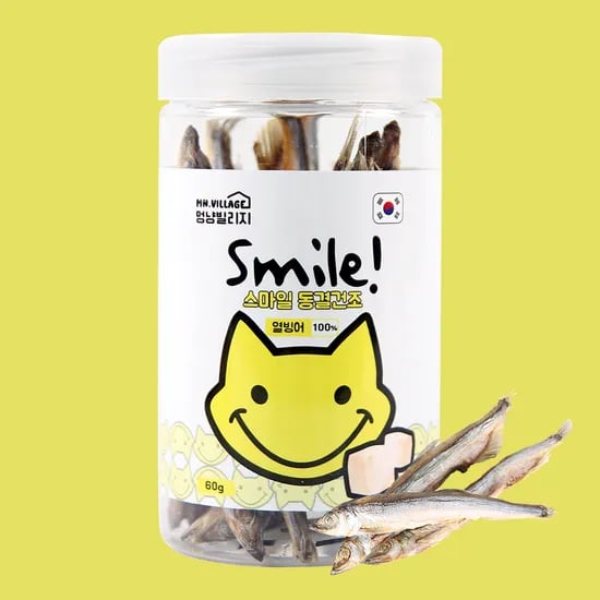 멍냥빌리지 스마일 강아지 동결건조 간식 트릿 강아지 열빙어, 60g, 1개