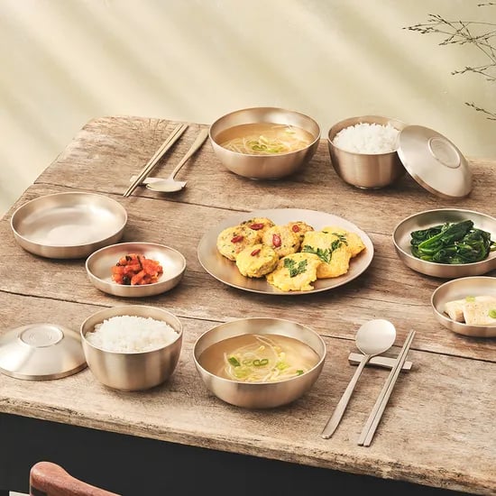 거창유기 수공예 방짜 유기 연잎 반상기 2인 놋 그릇 신혼부부 상견례 예단 혼수 선물 세트